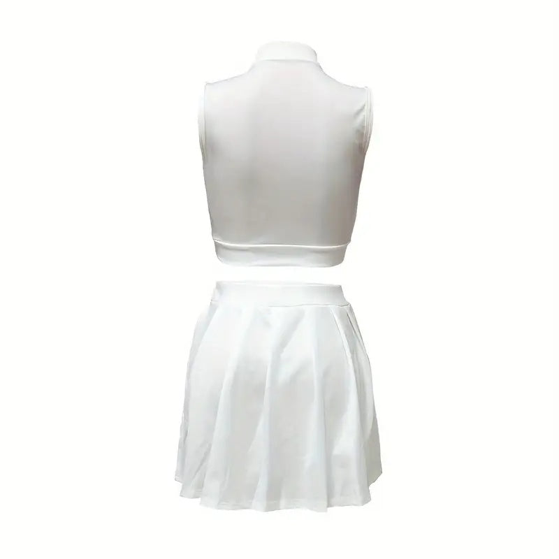 Elegant summer Two-piece Skirt set - Sleeveless Crop Top & Mini Skirt