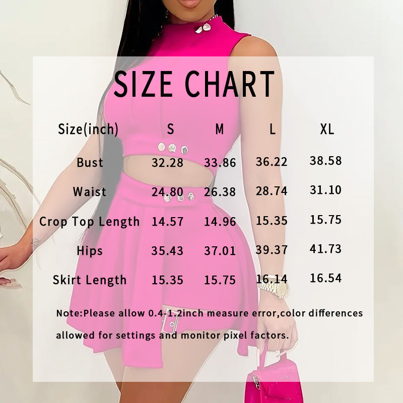Elegant summer Two-piece Skirt set - Sleeveless Crop Top & Mini Skirt